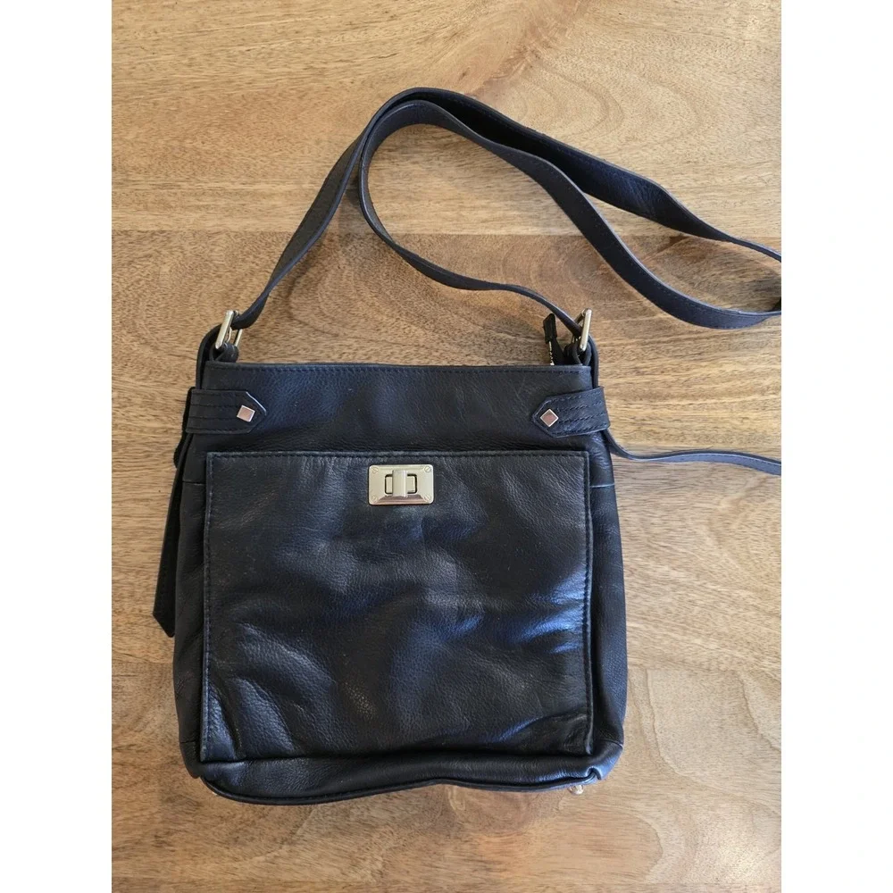 Rachel Roy Purse Genuine Leather Crossbody Black Shoulder Bag Medium
